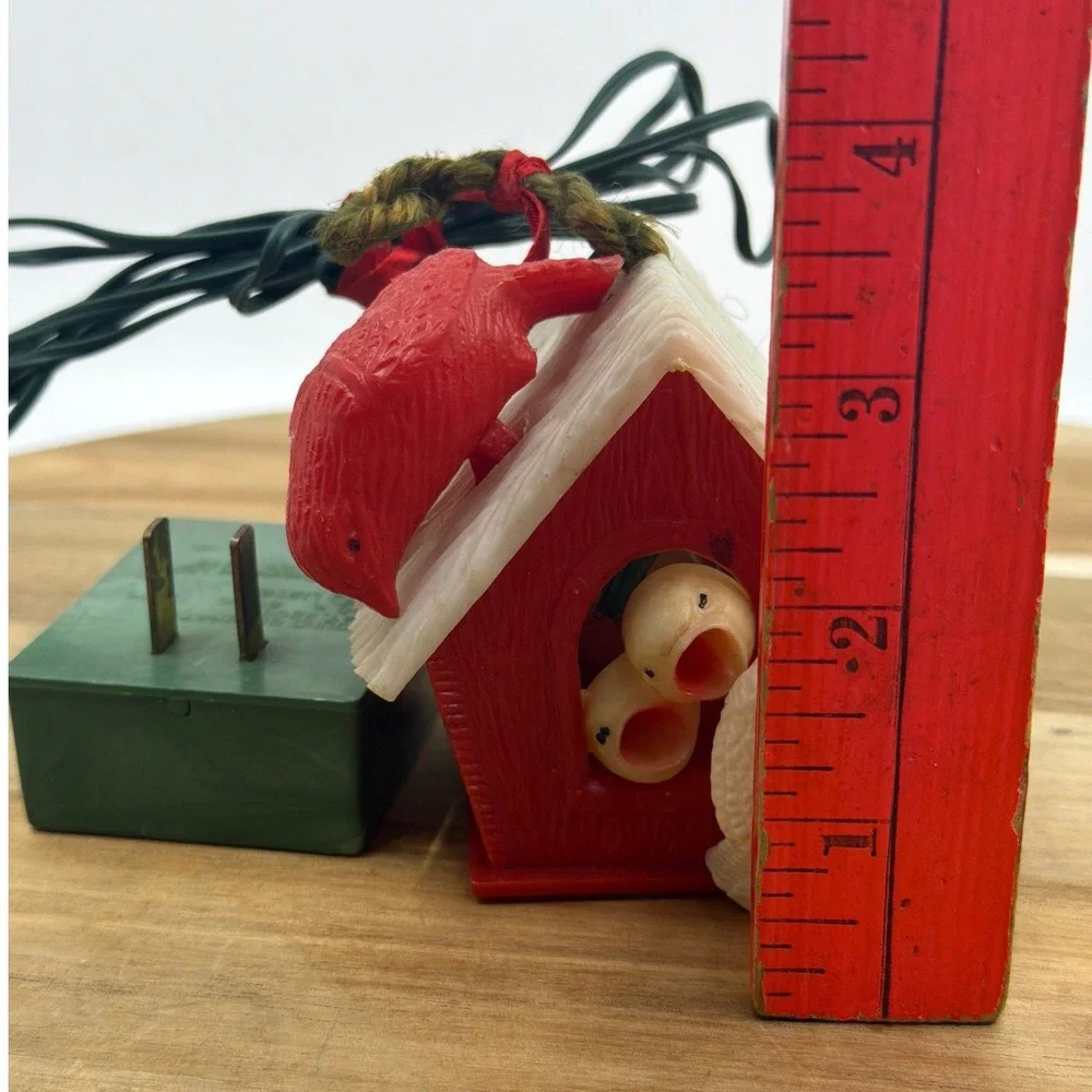 Radiant Chirping Birdhouse Christmas‎ Ornament 50-70s Red Vintage Cardinal